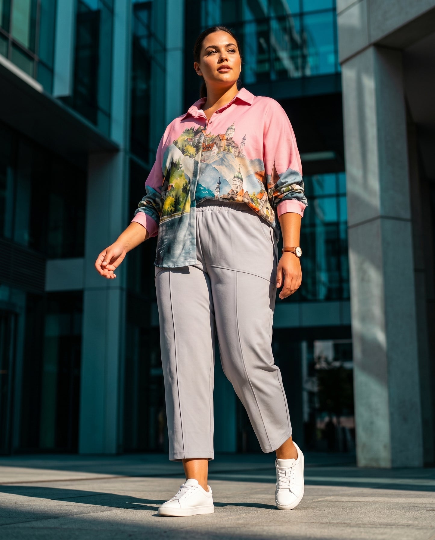 Oversize Bluse „Landschaftsmotiv“