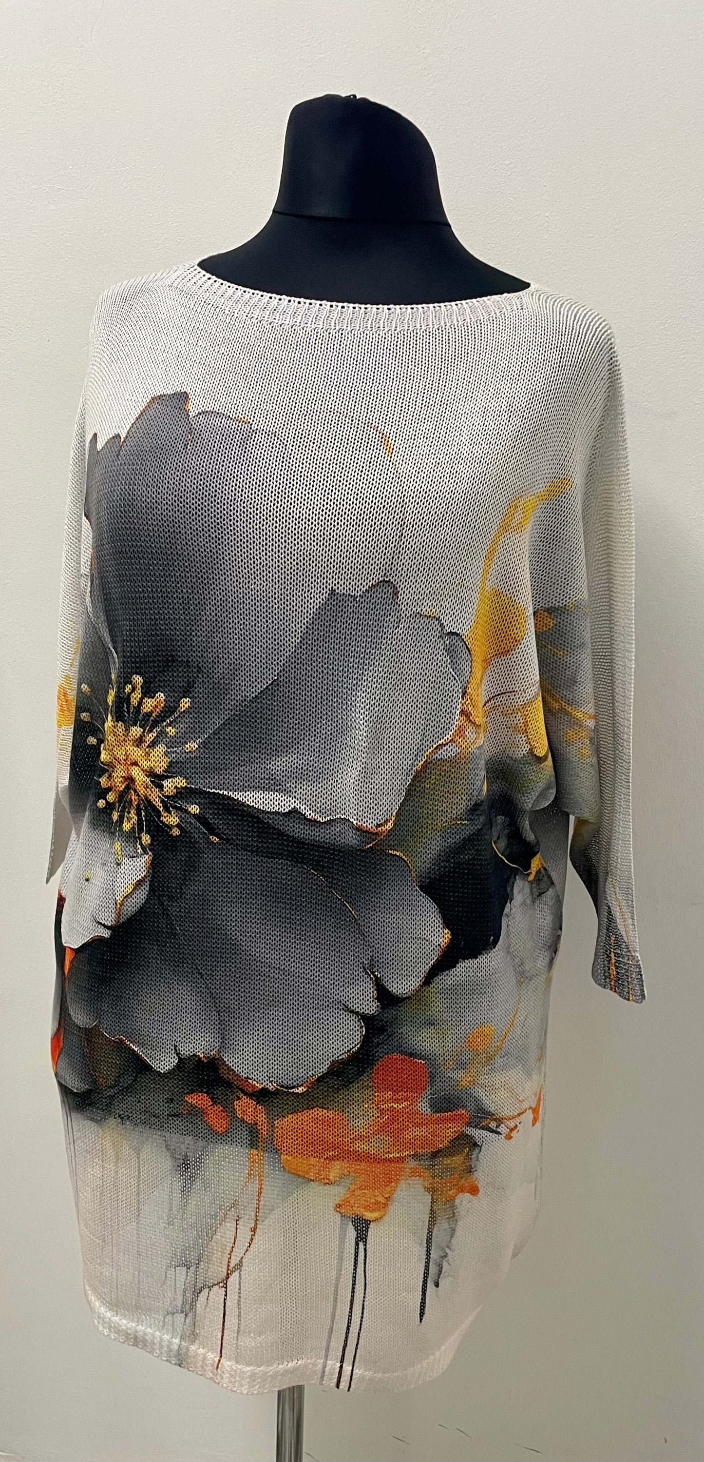 Netzshirt mit Blumenmotiv