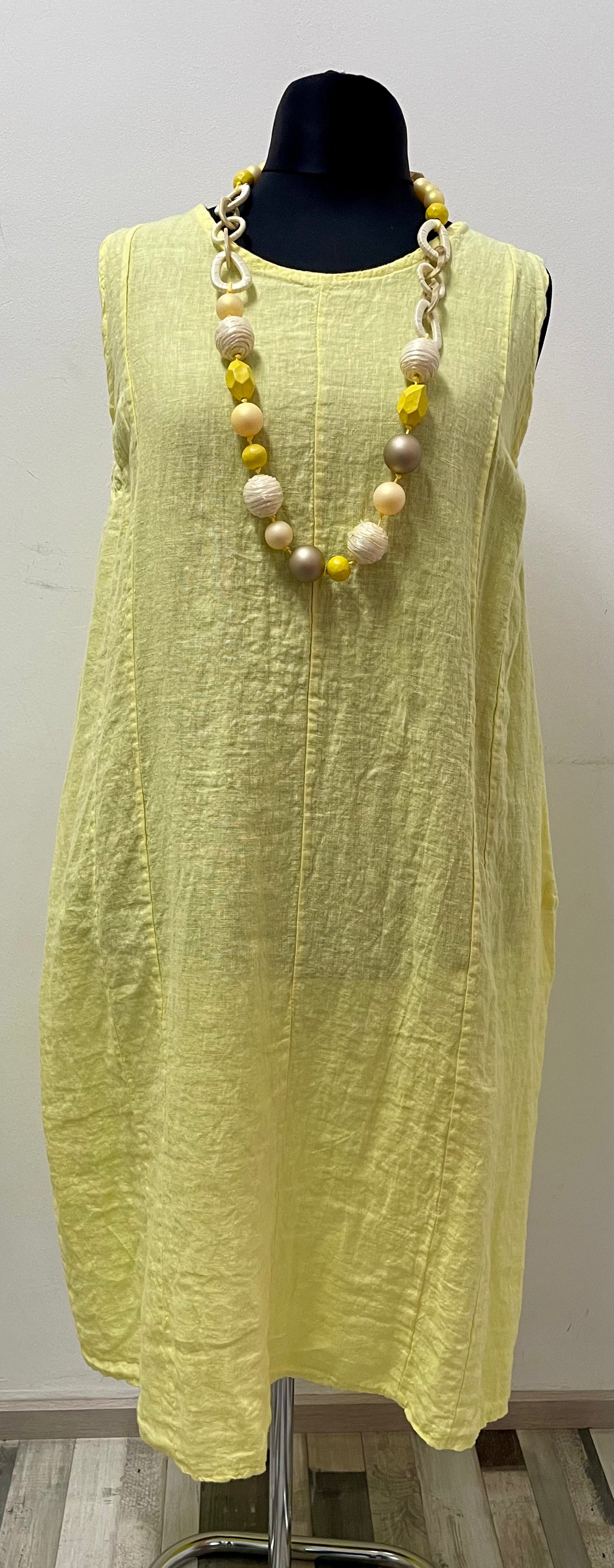 Leinenkleid ohne Arm mit elastischen Armausschnitt