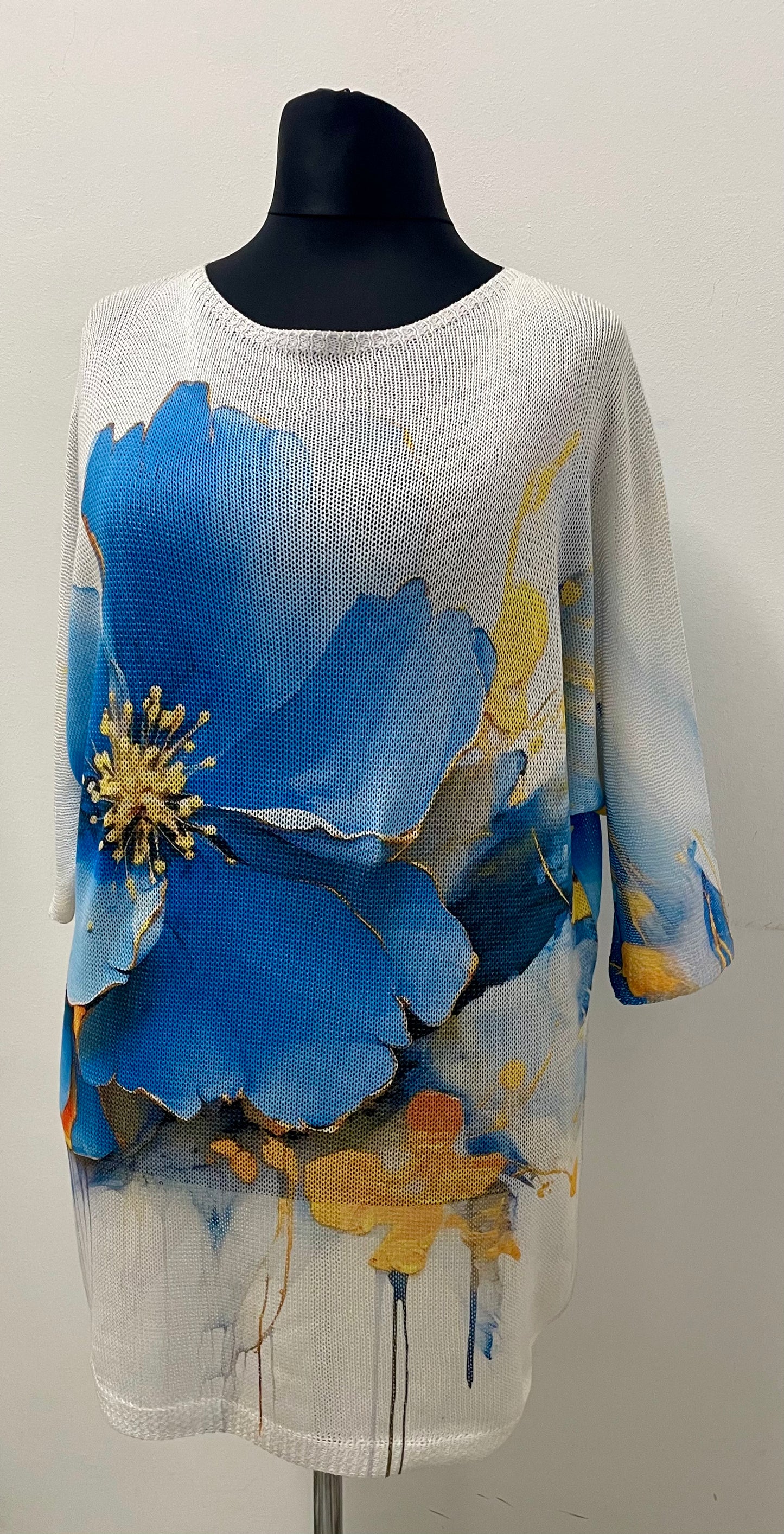 Netzshirt mit Blumenmotiv