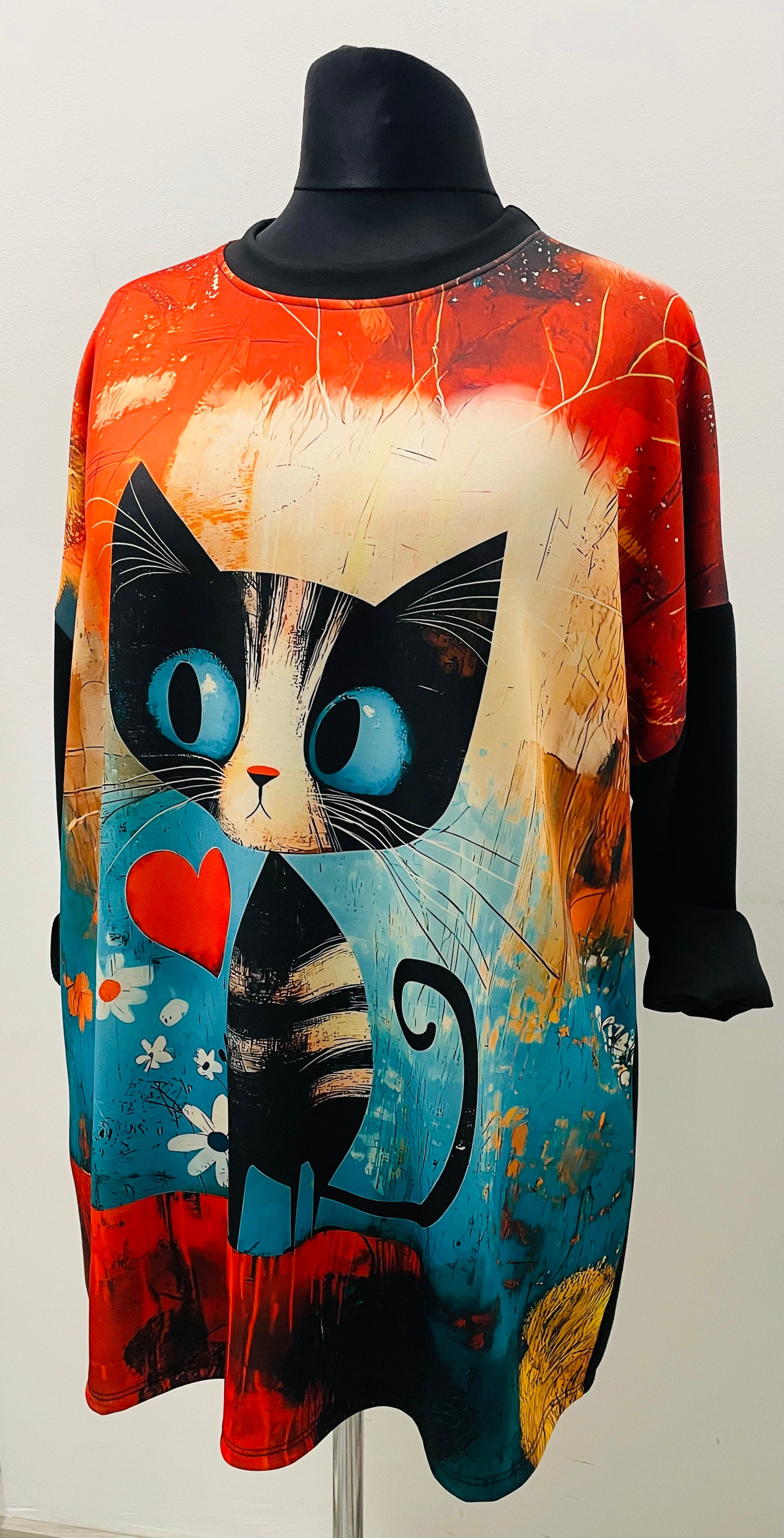 Shirt im Ponchostyle „Katze II“ Soft Touch
