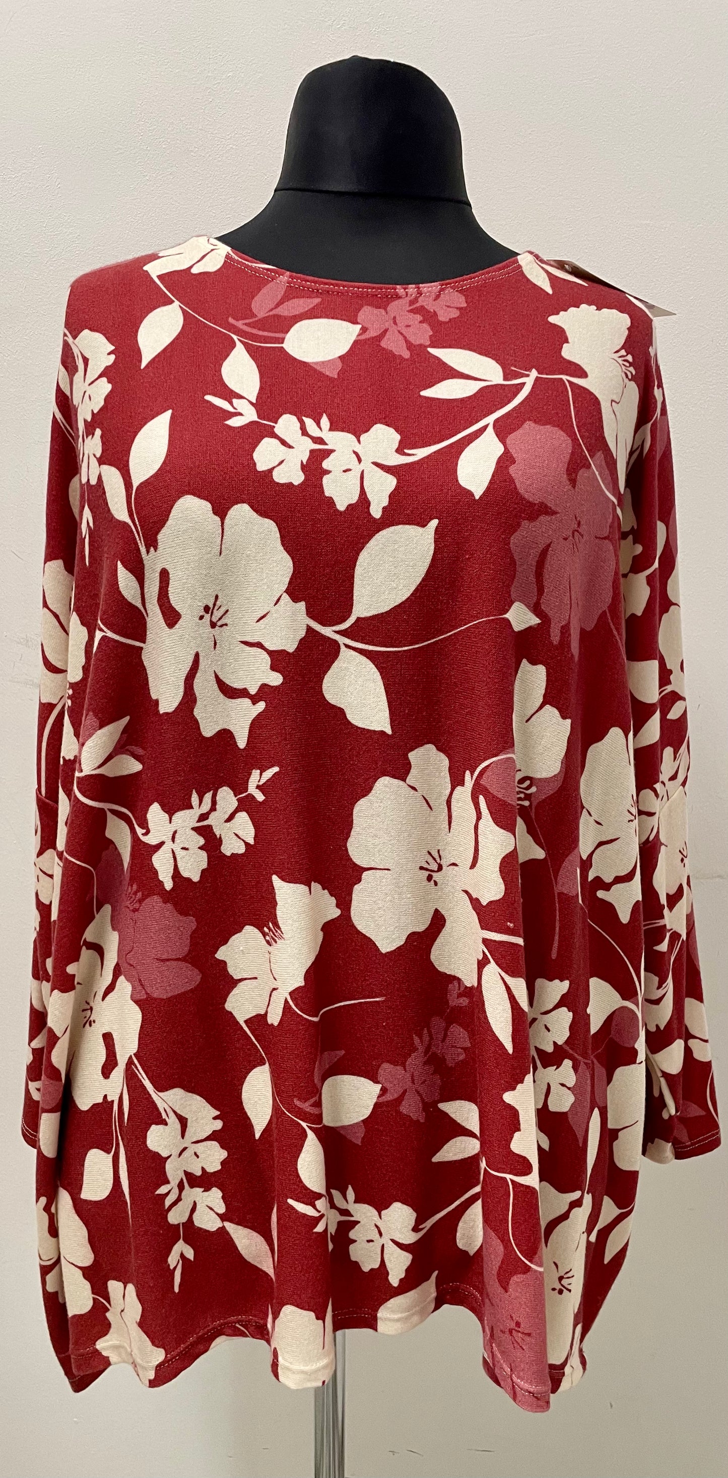 Shirt im Ponchostyle mit Blumenmuster