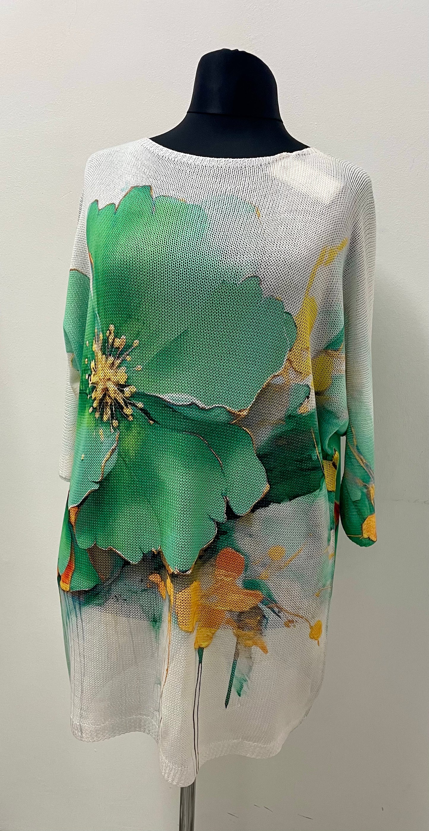 Netzshirt mit Blumenmotiv