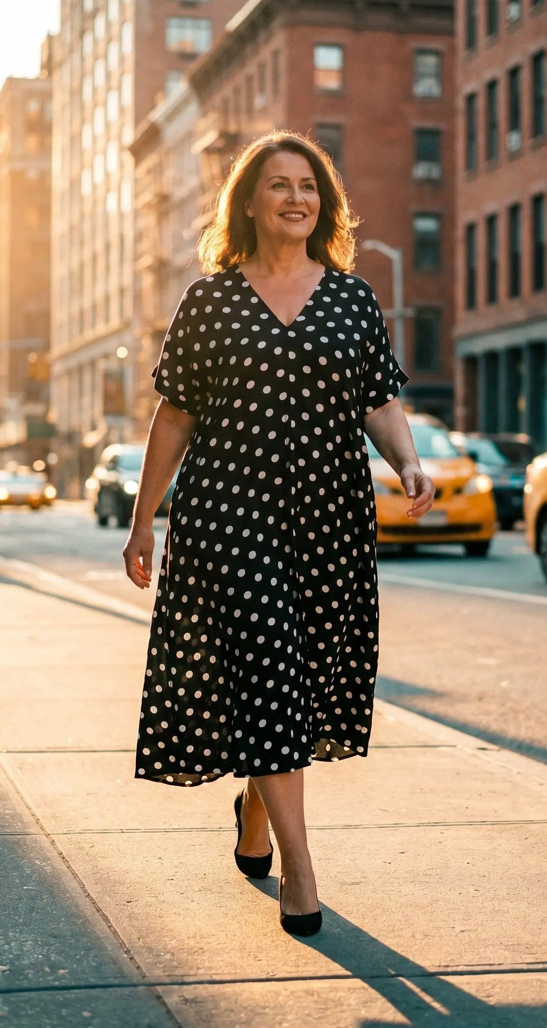 Kleid mit mit weißen Polka-Dots