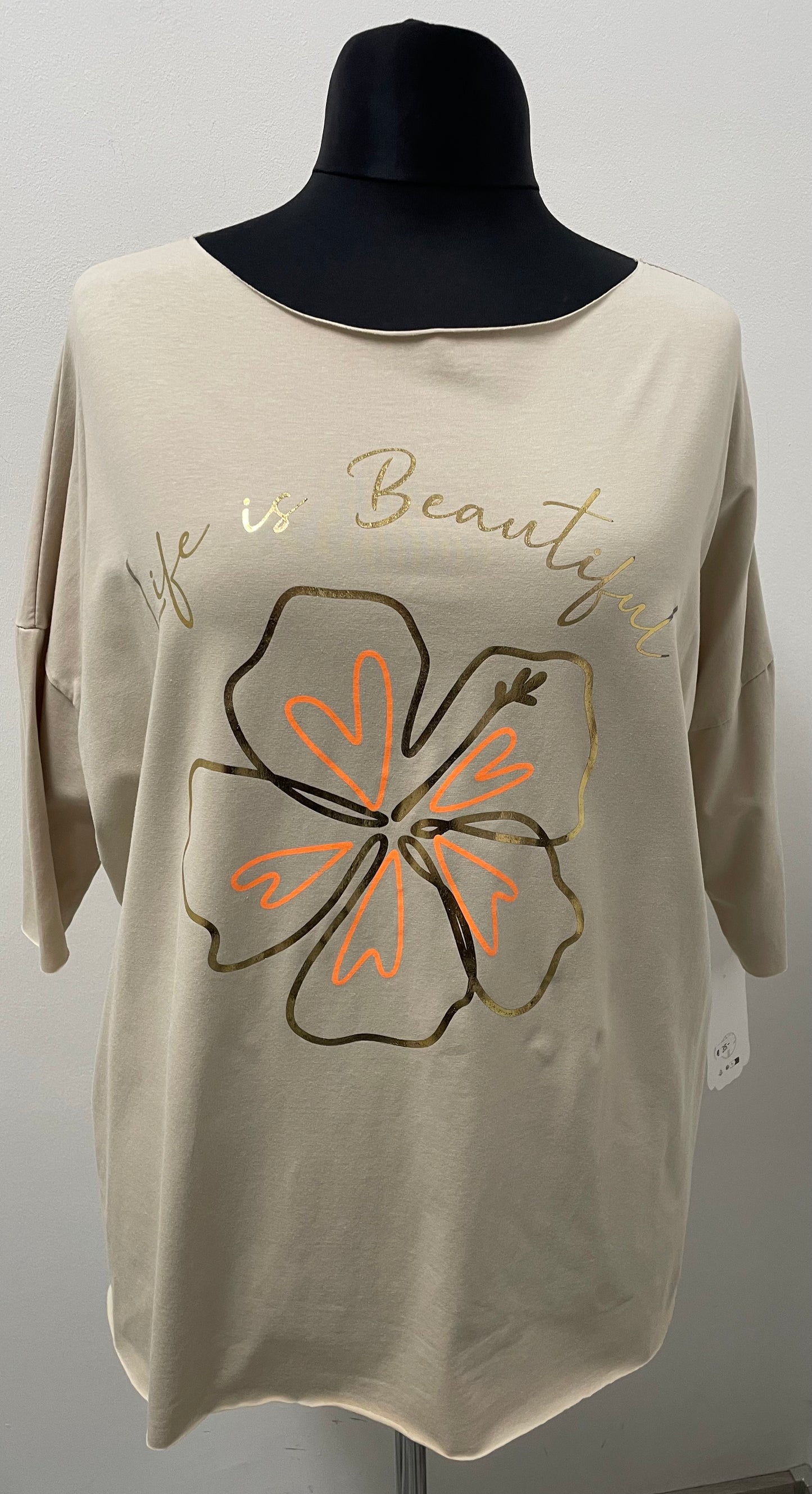 Shirt „Life is Beautiful“ mit 3/4 Arm