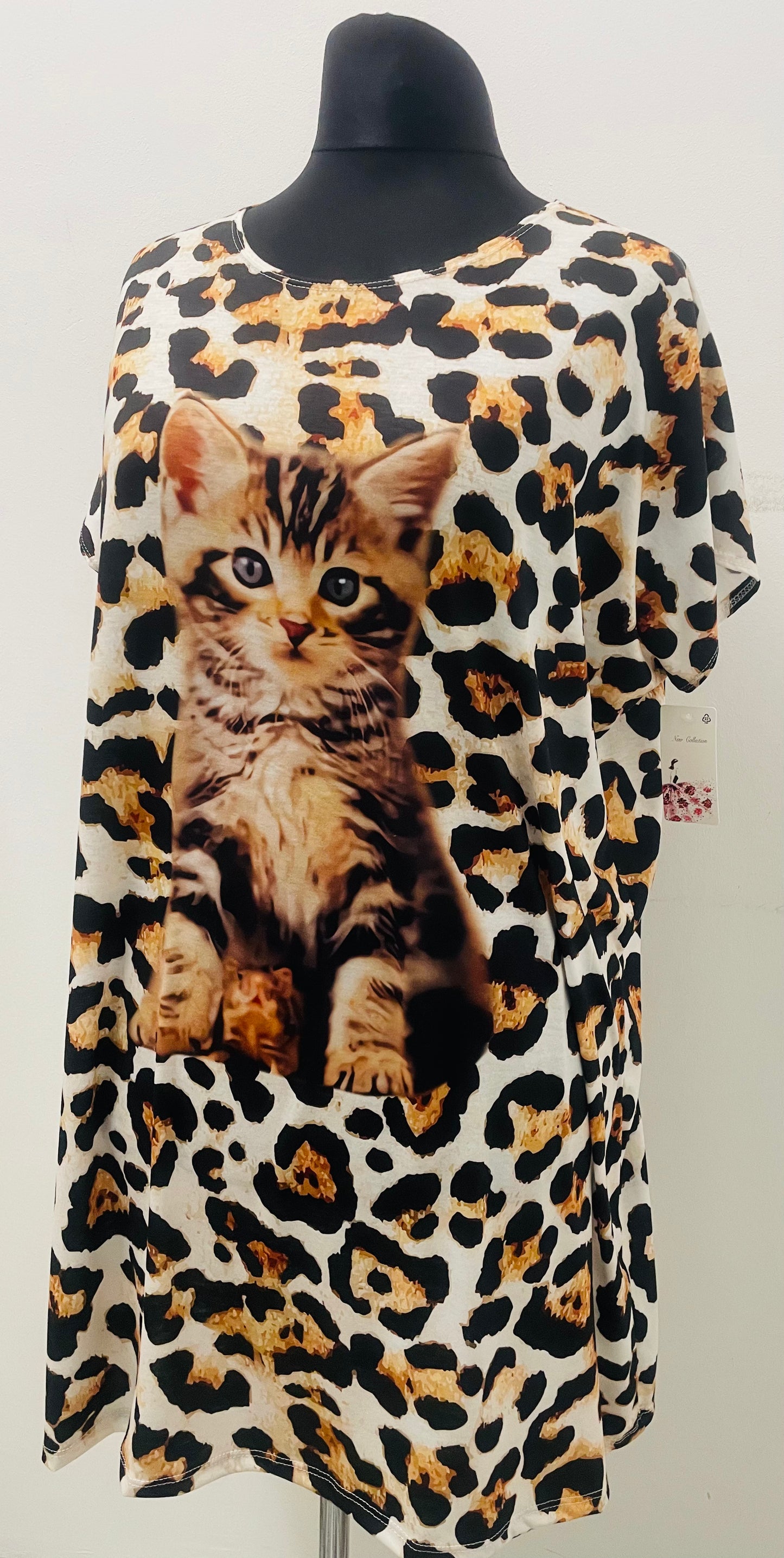 Tunika/Kleid mit 3D-Katzenprint
