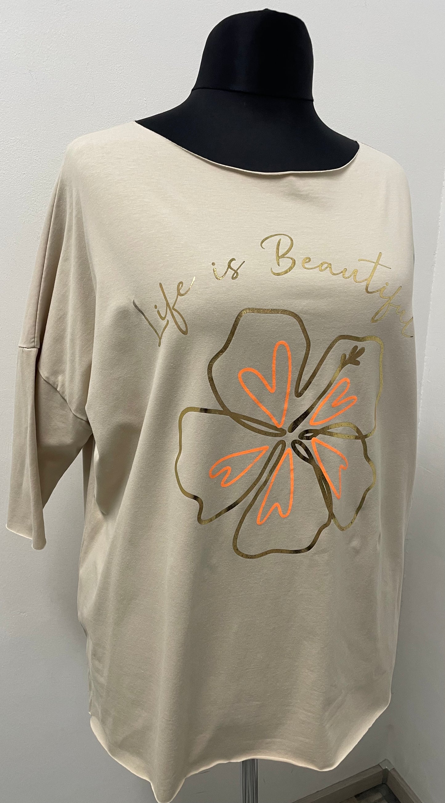 Shirt „Life is Beautiful“ mit 3/4 Arm