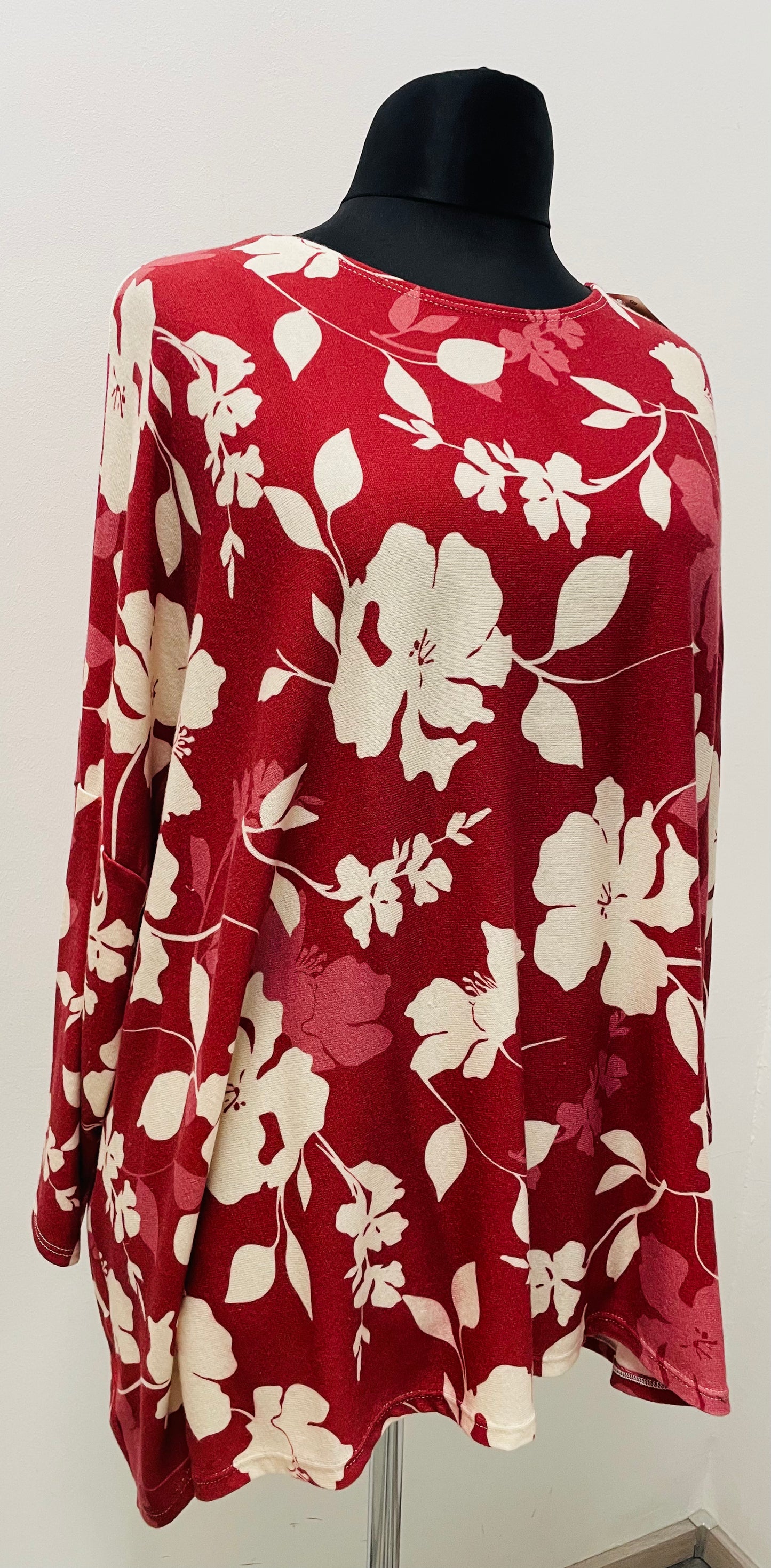 Shirt im Ponchostyle mit Blumenmuster