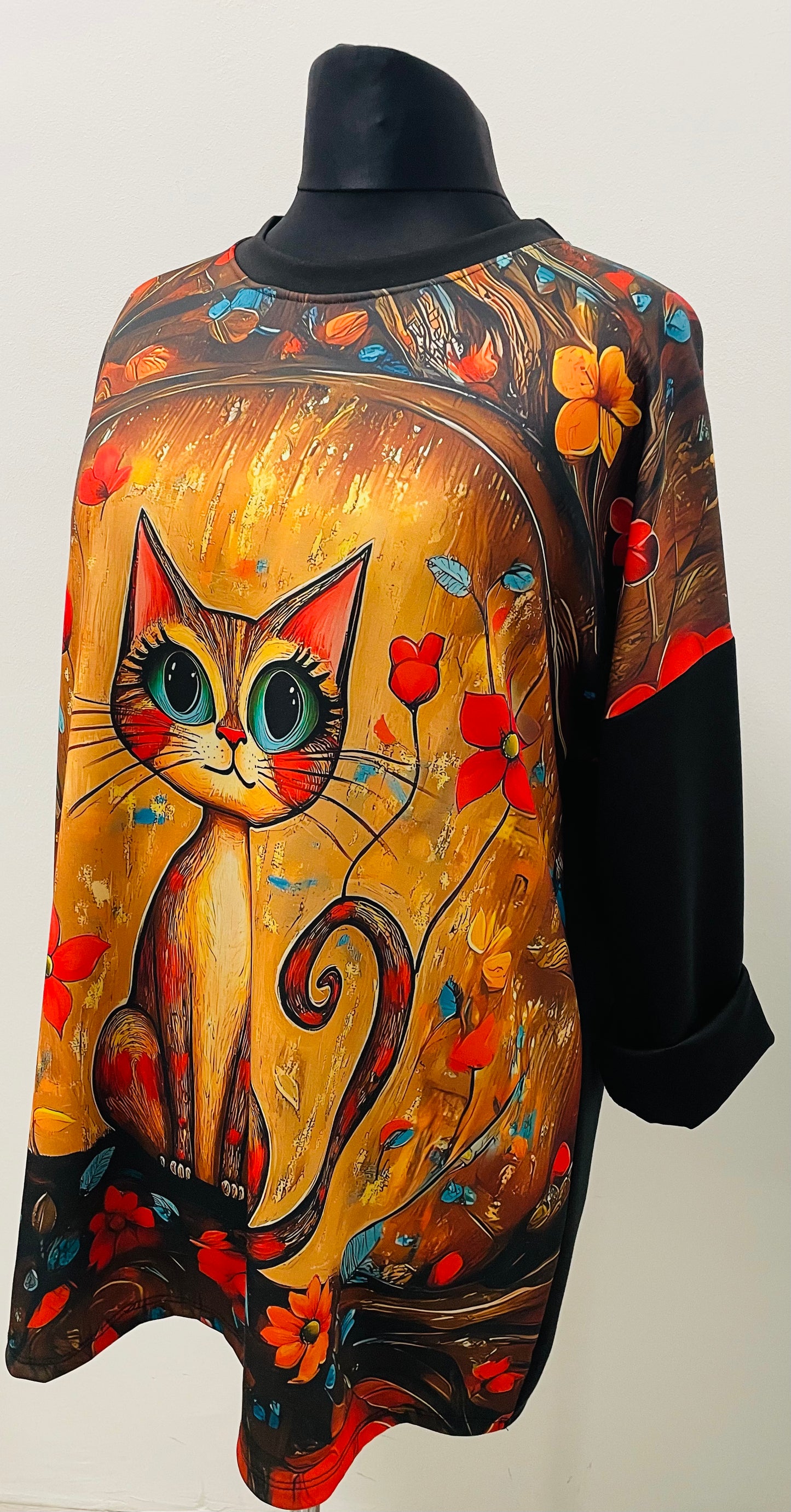 Shirt im Ponchostyle „Katze“ Soft Touch