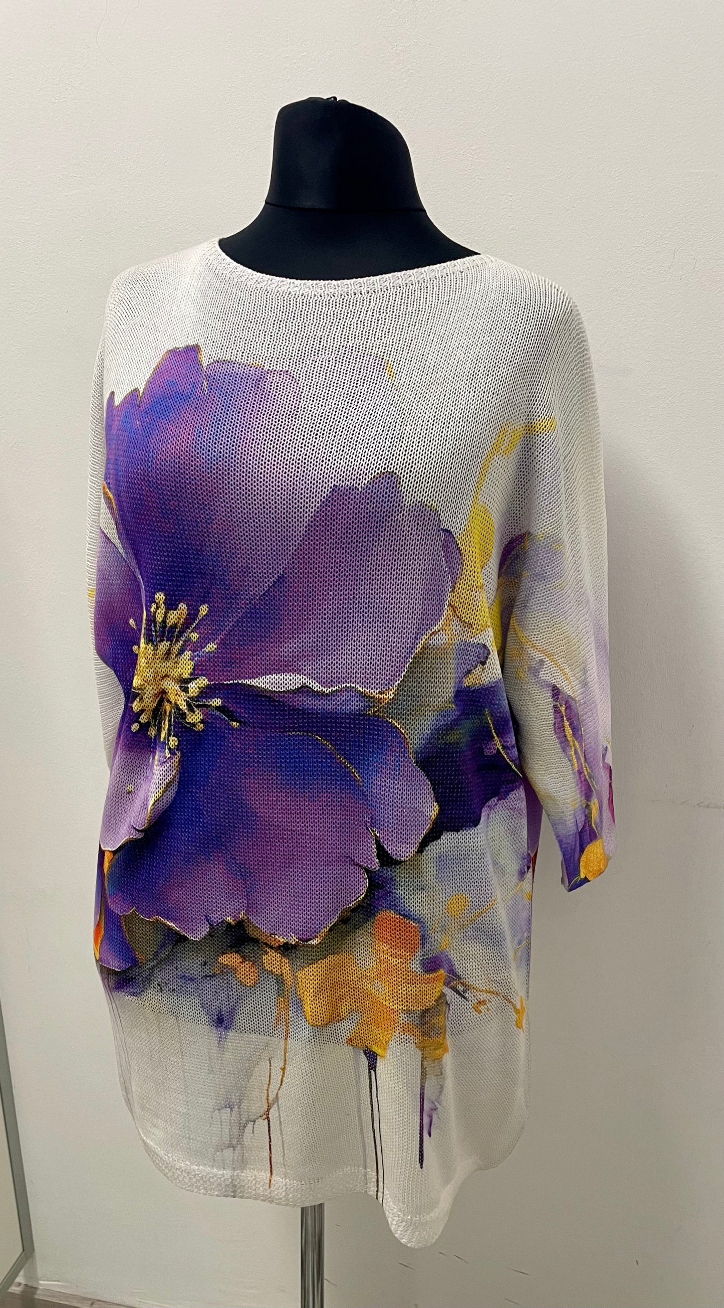 Netzshirt mit Blumenmotiv