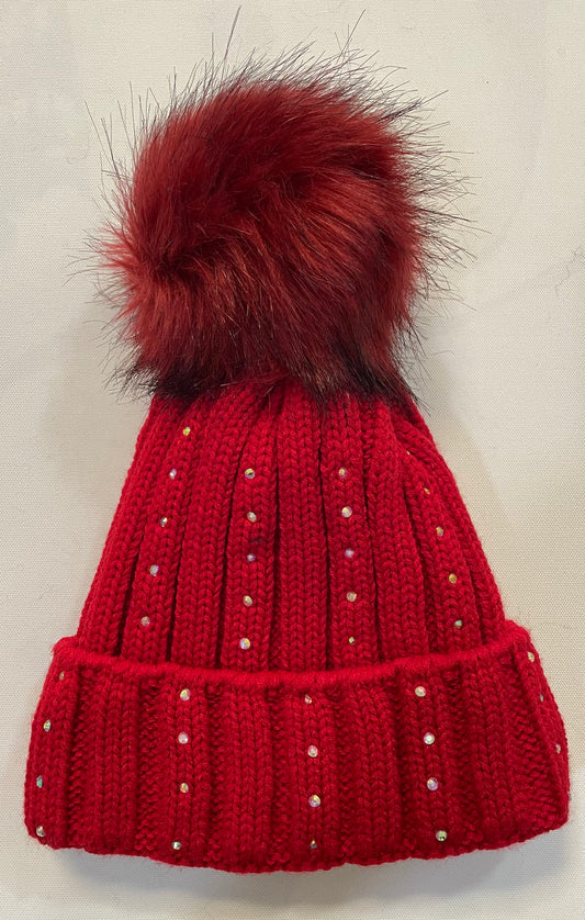 Wollmütze mit Bommel und Fleece gefüttert