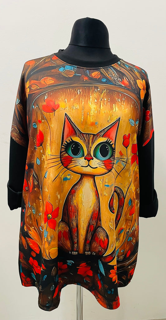 Shirt im Ponchostyle „Katze“ Soft Touch