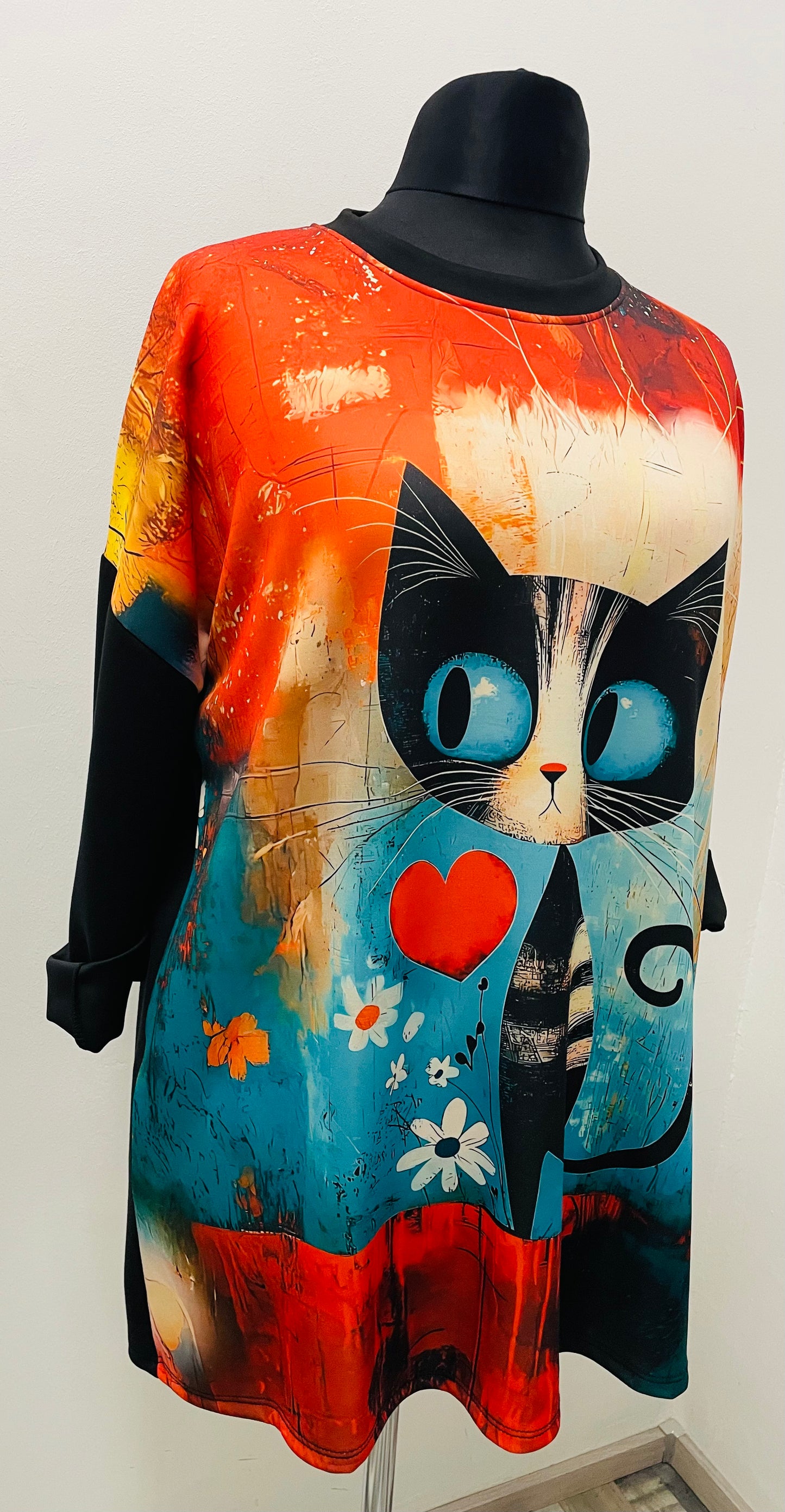 Shirt im Ponchostyle    „Katze II“ Soft Touch
