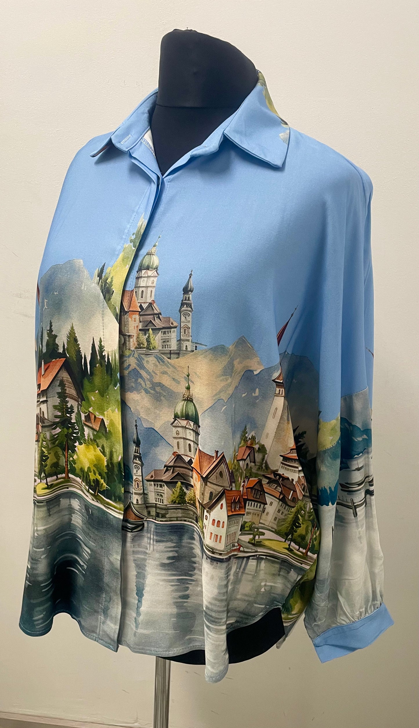 Oversize Bluse „Landschaftsmotiv“