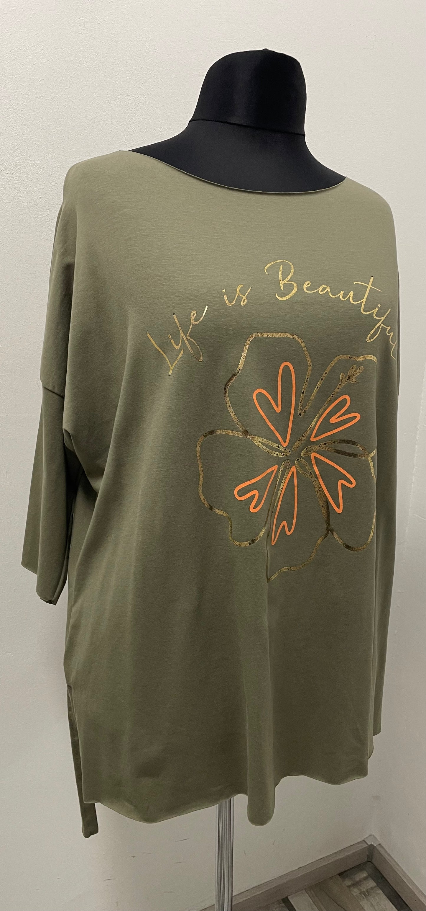 Shirt „Life is Beautiful“ mit 3/4 Arm