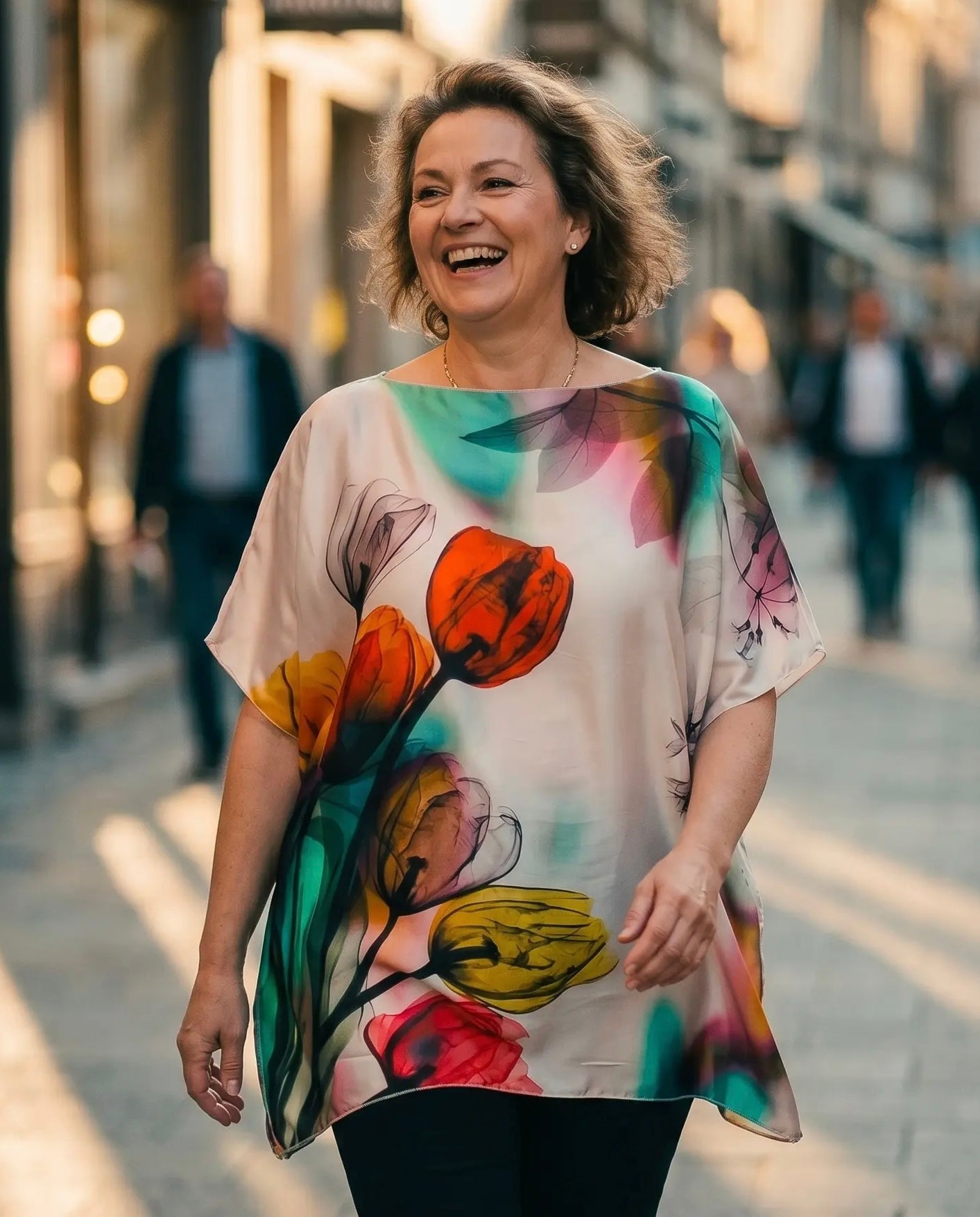 Poncho Bluse „Flowers Tulipano“