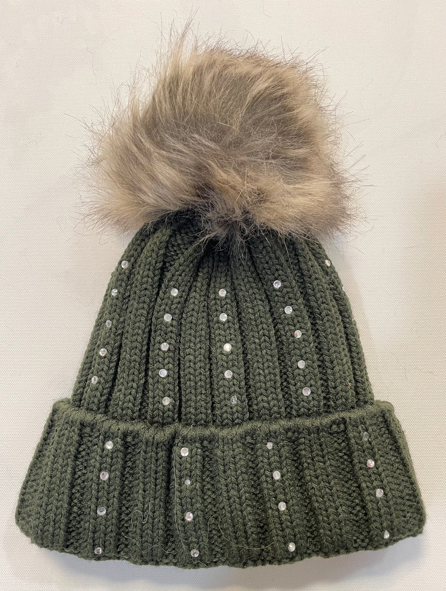 Wollmütze mit Bommel und Fleece gefüttert