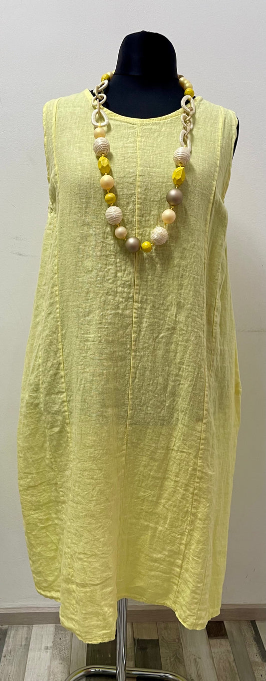 Leinenkleid ohne Arm mit elastischen Armausschnitt