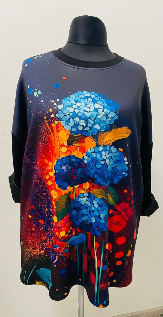 Shirt im Ponchostyle „Flower“ Soft Touch