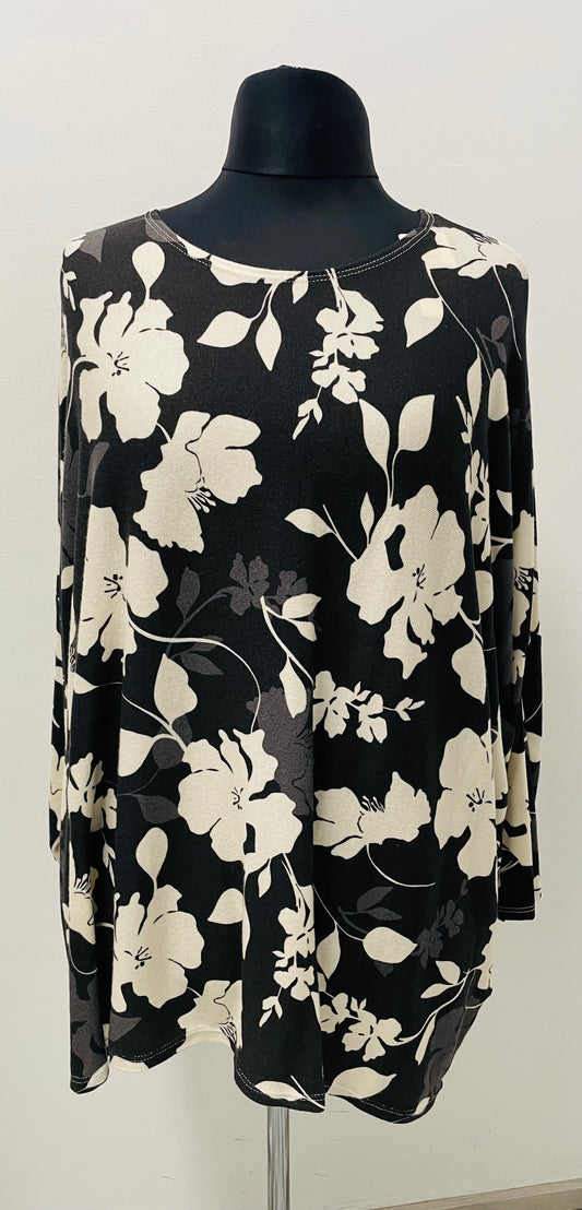 Shirt im Ponchostyle mit Blumenmuster