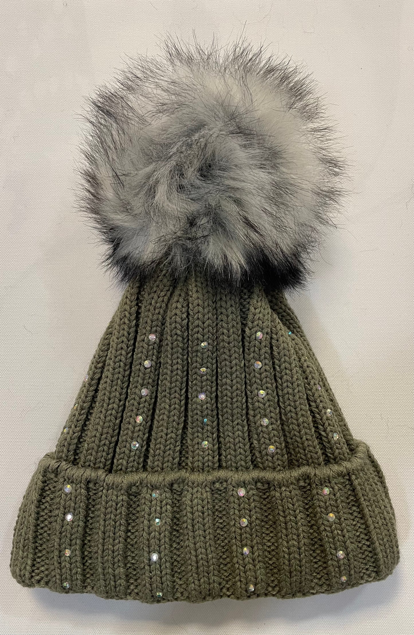 Wollmütze mit Bommel und Fleece gefüttert