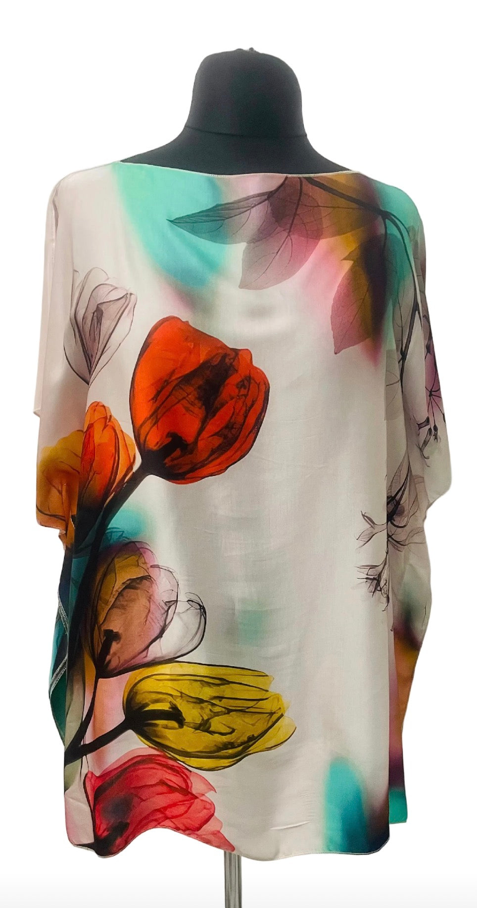 Poncho Bluse „Flowers Tulipano“