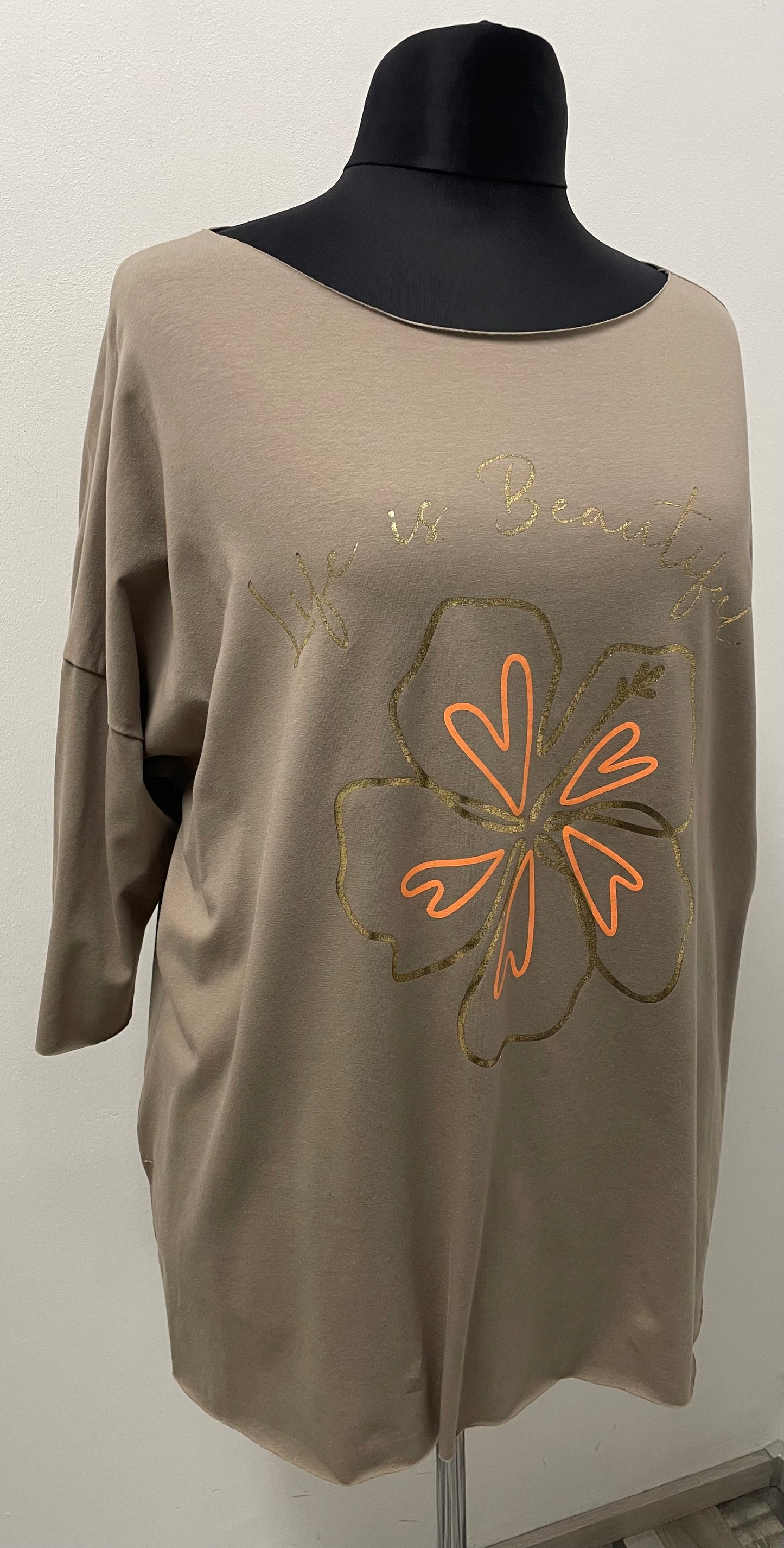 Shirt „Life is Beautiful“ mit 3/4 Arm