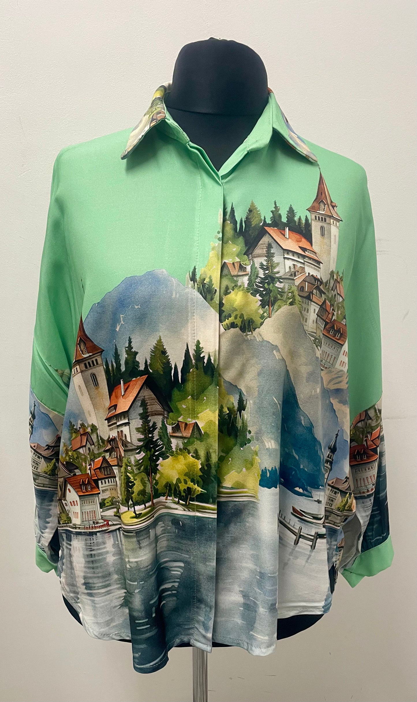 Oversize Bluse „Landschaftsmotiv“