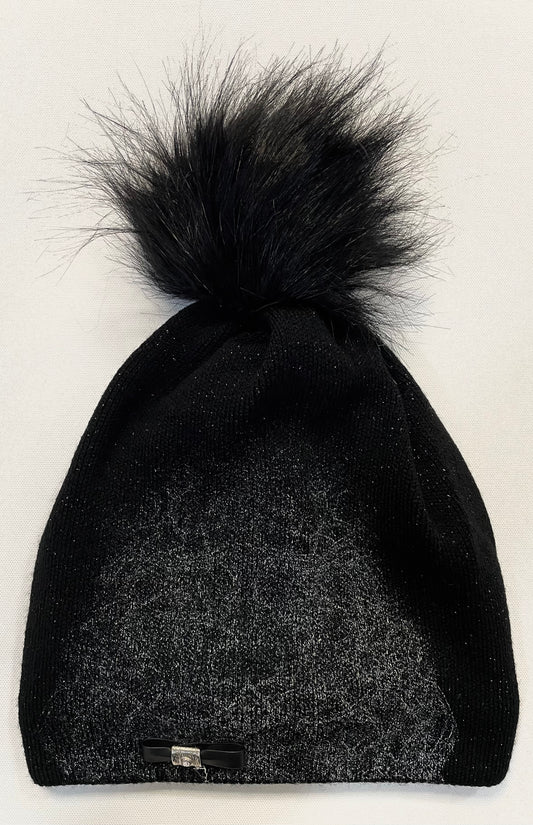 Mütze mit Lurex und Bommel