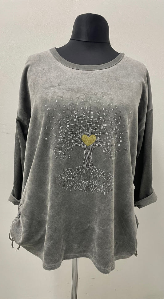 Langarmshirt „Lebenbaum“ mit Glitzersteinchen