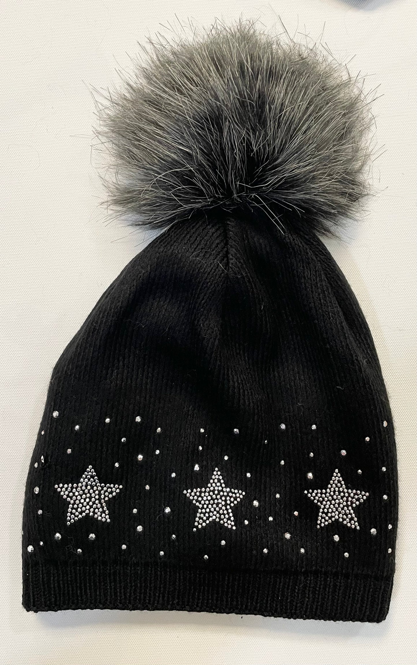 Wollmütze „Sterne“ mit Bommel