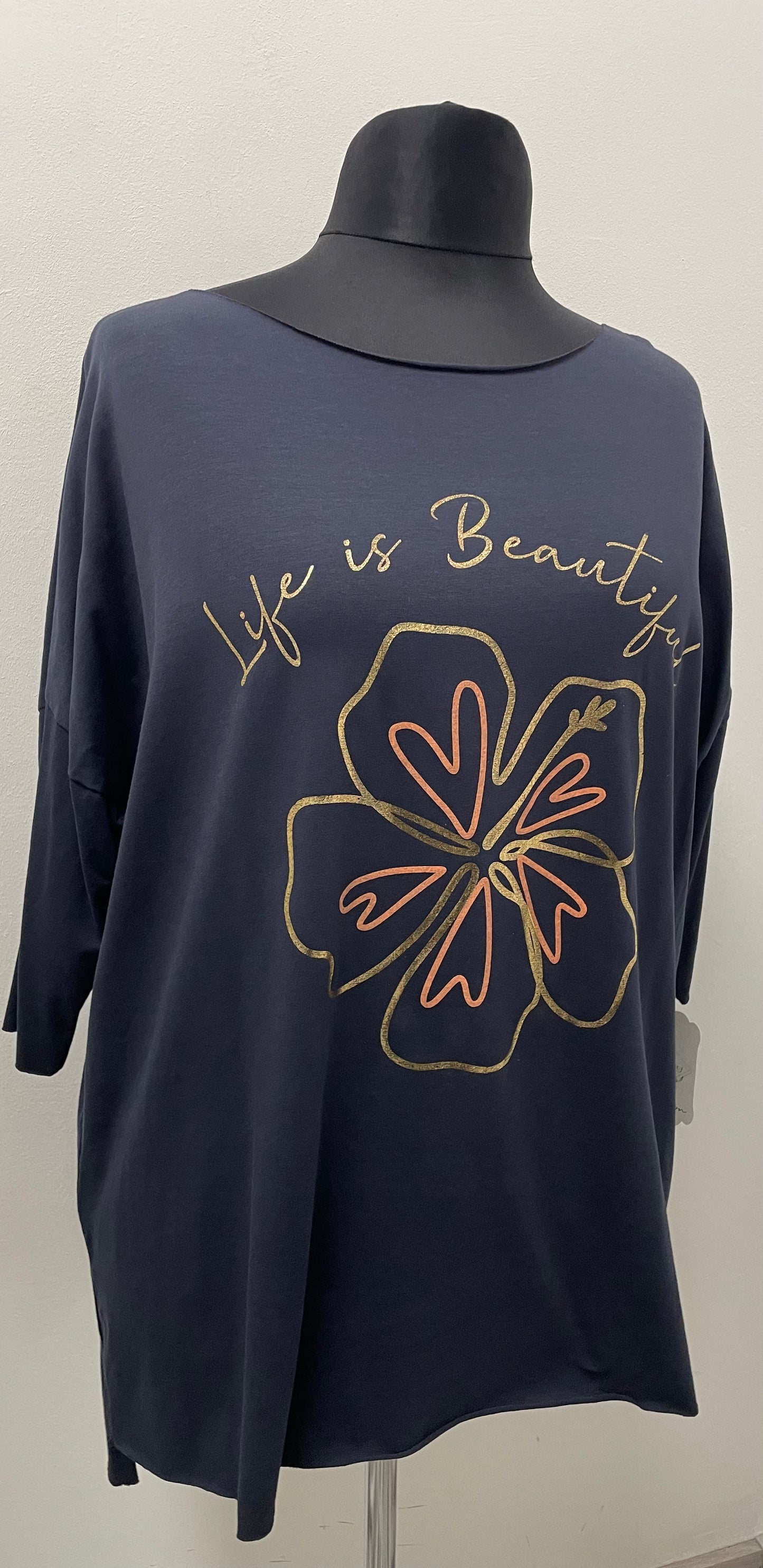 Shirt „Life is Beautiful“ mit 3/4 Arm