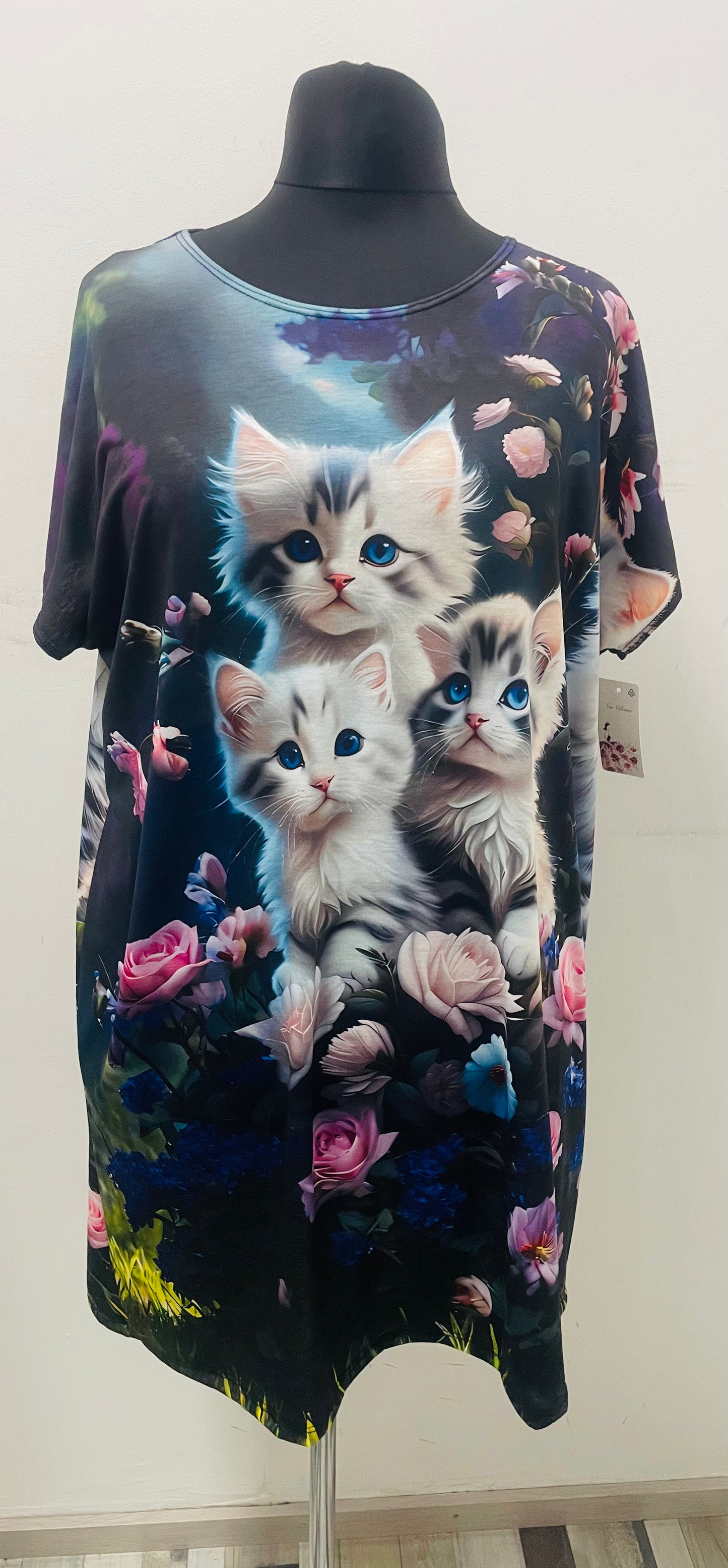 Tunika/Kleid mit Katzenmotiv