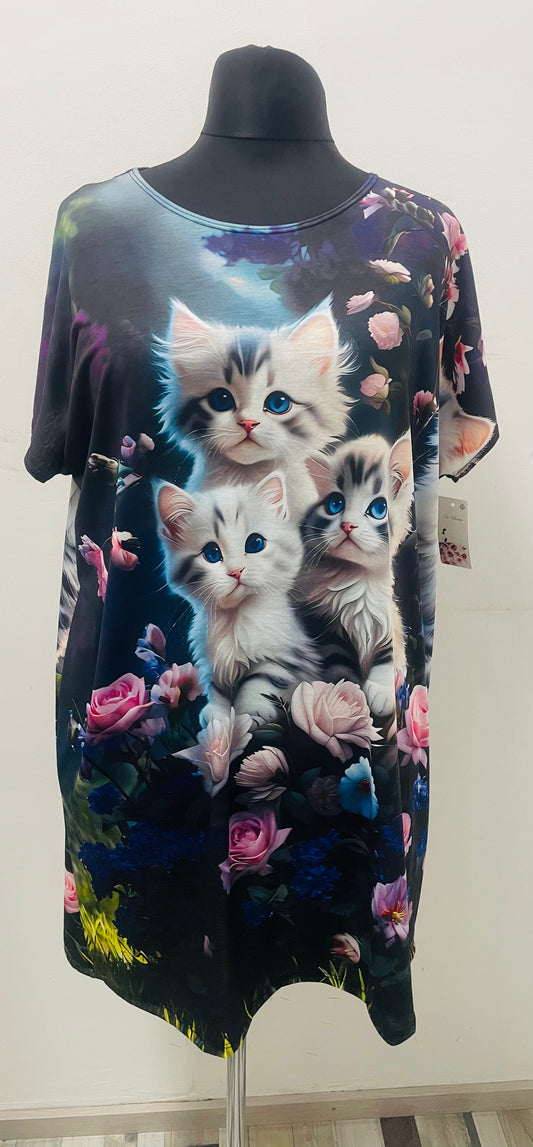 Tunika/Kleid mit Katzenmotiv