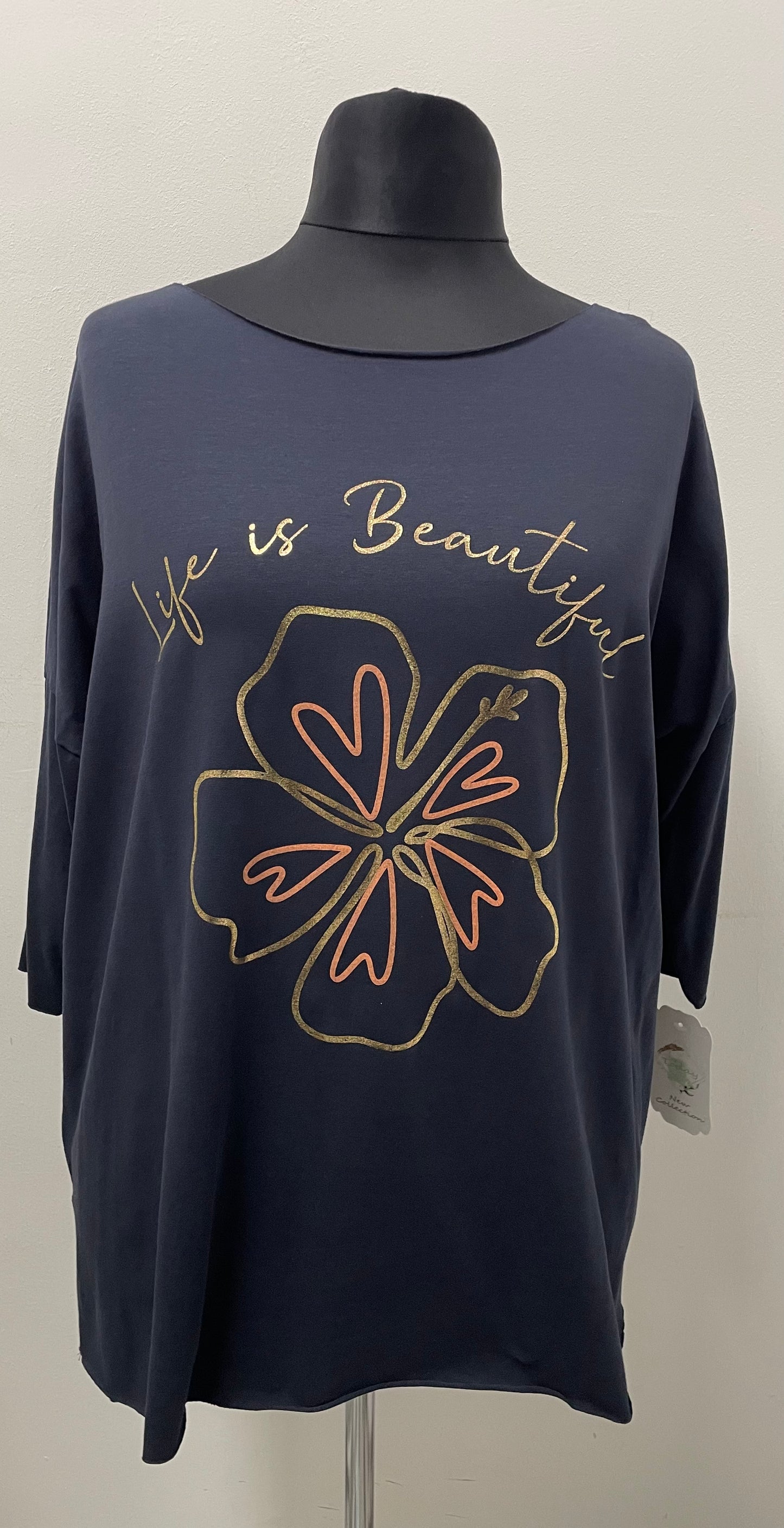Shirt „Life is Beautiful“ mit 3/4 Arm