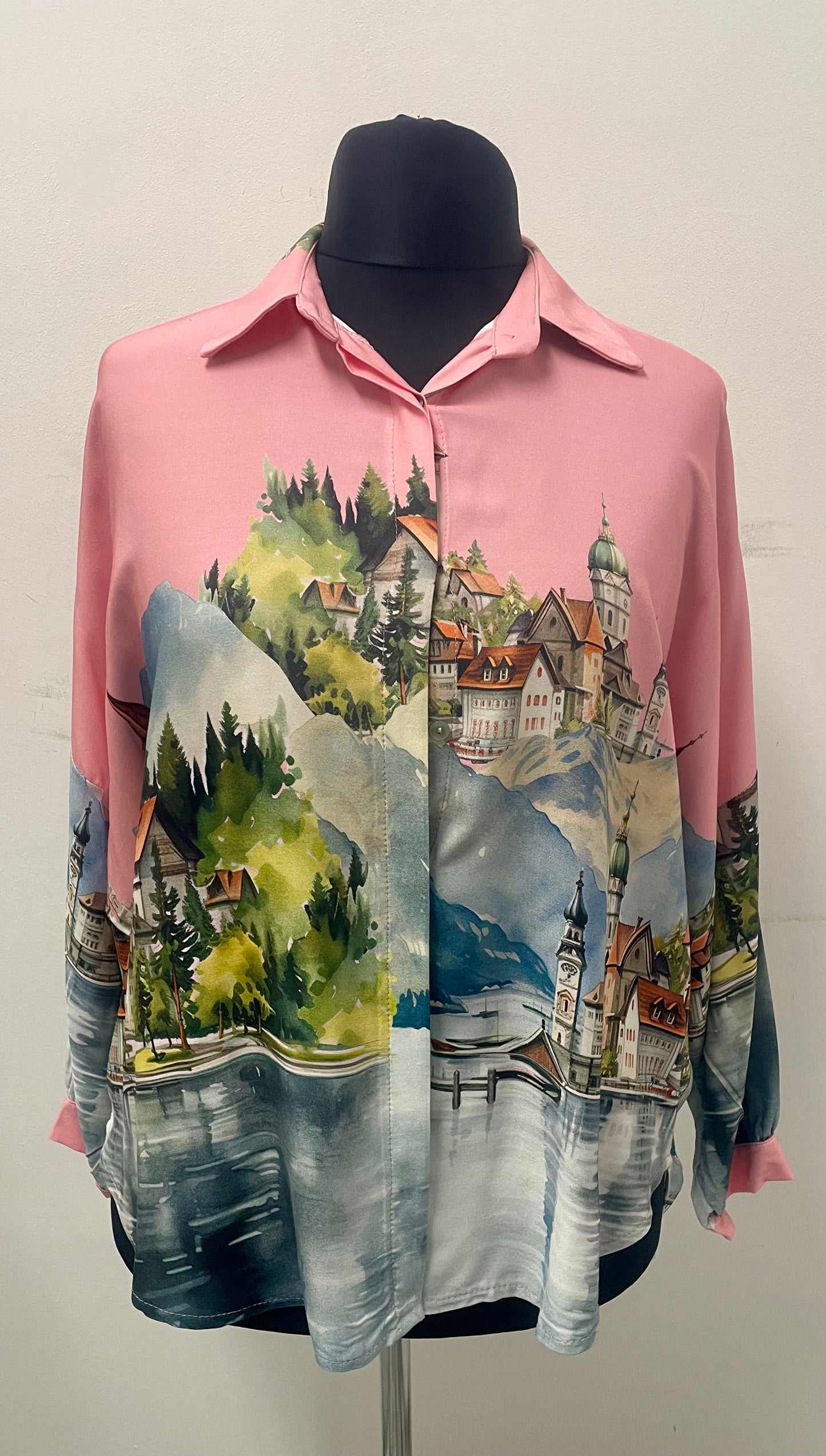 Oversize Bluse „Landschaftsmotiv“