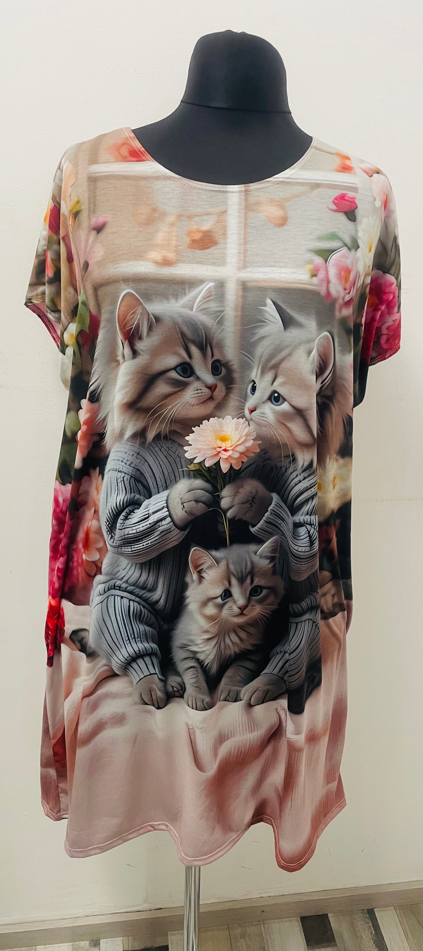 Tunika/Kleid mit Katzenmotiv