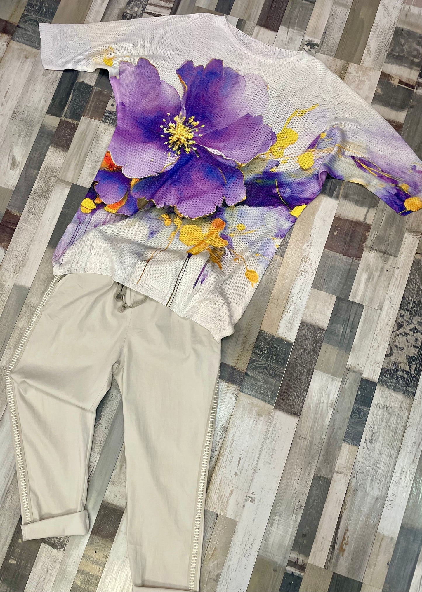 Netzshirt mit Blumenmotiv