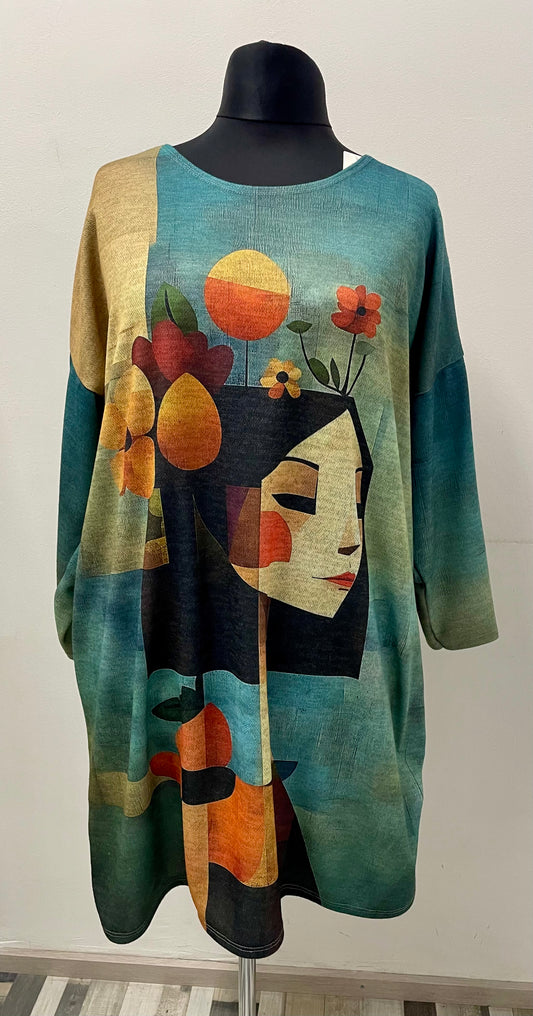 Kleid mit Loop-Schal