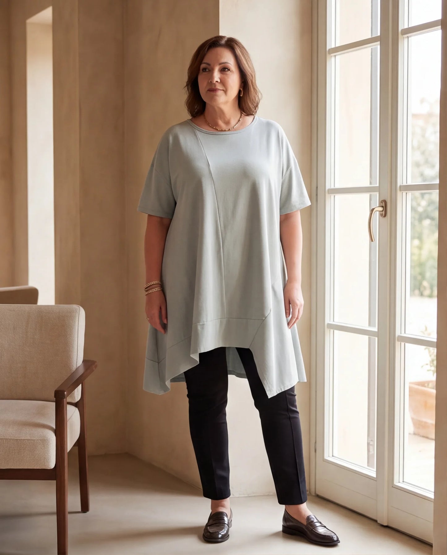 Plus Size Tunika mit asymmetrischem Schnitt