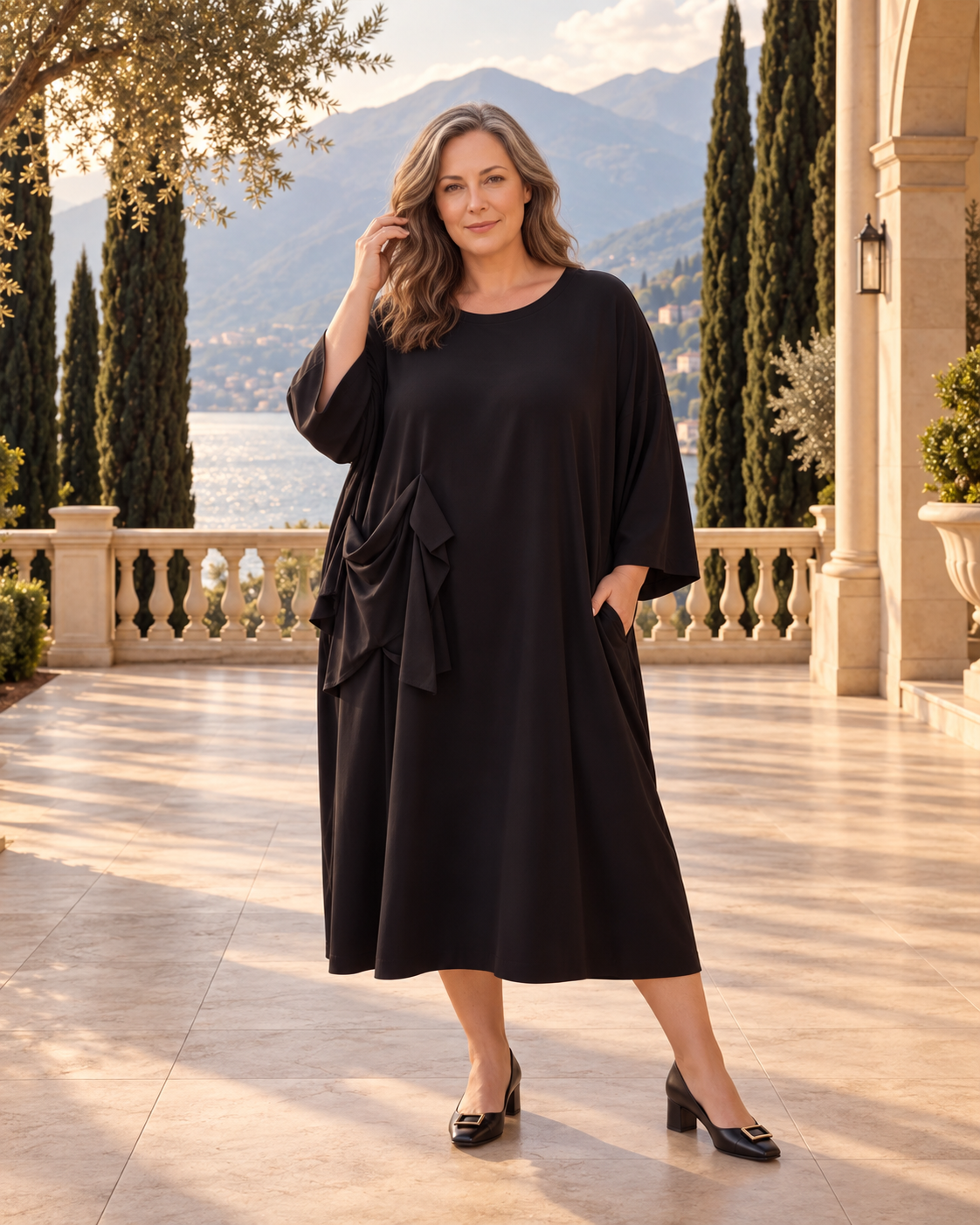 Plus Size Kleid „Giovanna“ mit Drapé-Detail