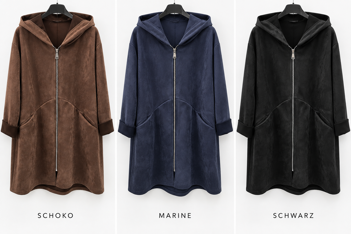 Plus Size Longjacke „Abbraccio“ mit Kapuze