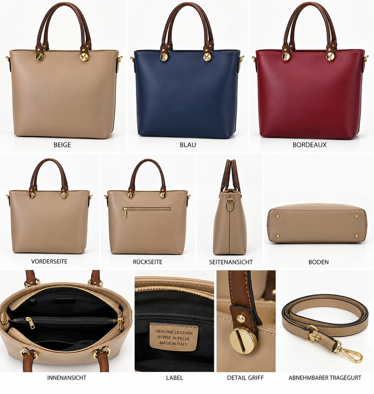 Ledertasche „Vittoria“ – 100 % Echtleder Made in Italy 🇮🇹