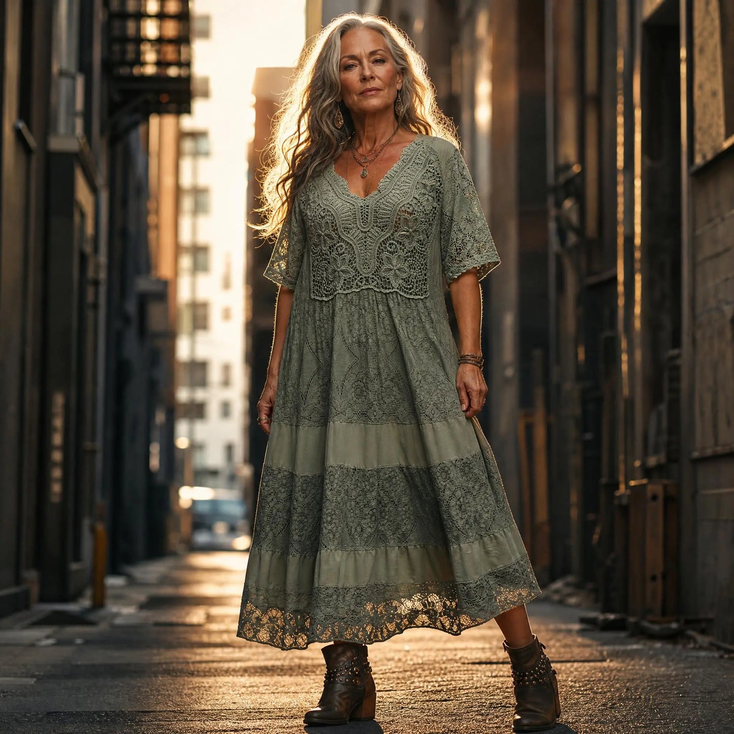 Spitzenkleid im Boho-Stil