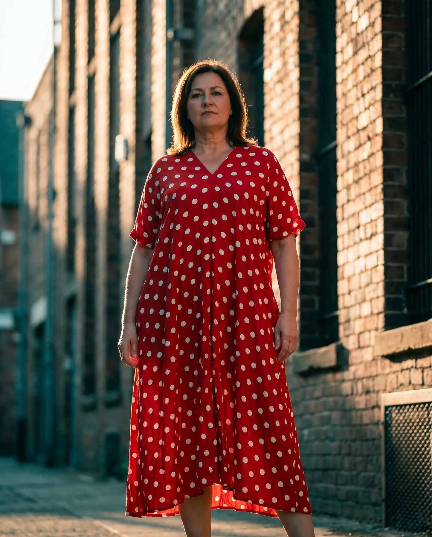 Kleid mit mit weißen Polka-Dots