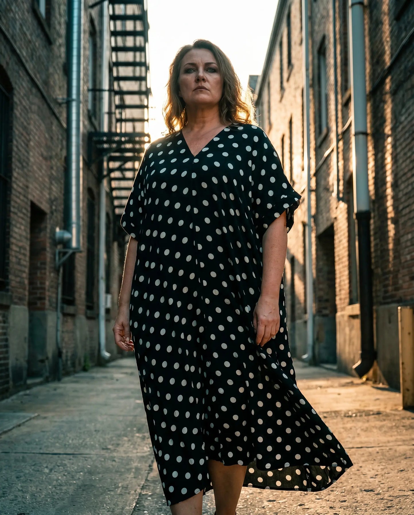 Kleid mit mit weißen Polka-Dots